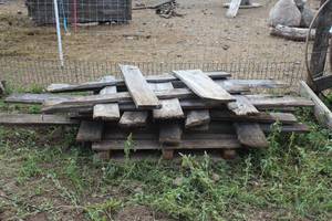 lot 1161 image: Lot of (5) Rough-Sawn Wood Fence Panels