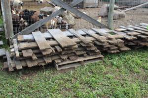 lot 1163 image: Lot of (5) Rough-Sawn Wood Fence Panels