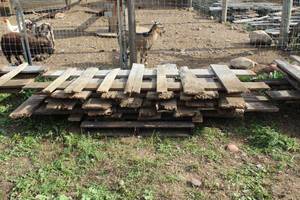 lot 1166 image: Lot of (5) Rough-Sawn Wood Fence Panels