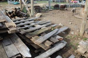 lot 1168 image: Lot of (5) Rough-Sawn Wood Fence Panels