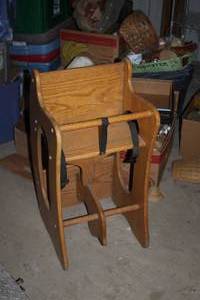 lot 1917 image: Solid Oak Highchair  Rocking Horse