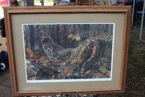 lot 1914 image: Print - Grouse #49396000 Signed&Numbered , Solid Oak FrameSingle Matte