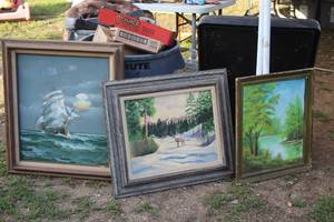 lot 1913 image: Lot of (3) Original Oil Paintings - , Framed