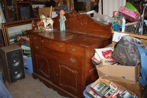 lot 1930 image: Vintage Wood SideboardBuffet Table 2-door4-drawer1-shelf