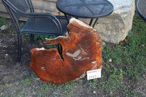 lot 1943 image: Laquered Redwood Live Edge Slab 28x23x3