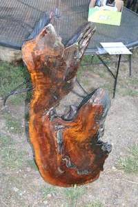 lot 1942 image: Laquered Redwood Live Edge Slab 38x17x2