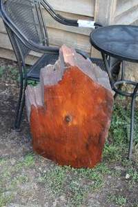 lot 1945 image: Laquered Redwood Live Edge Slab 29x19x2