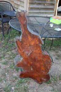 lot 1947 image: Laquered Redwood Live Edge Slab 48x25x2