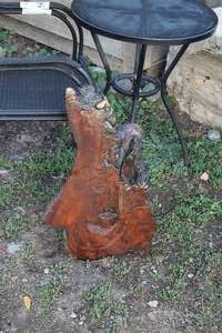 lot 1952 image: Laquered Redwood Live Edge Slab 24x15x2