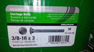 lot 252 image: Hillman Galvanized Carriage Bolts (7 boxes).