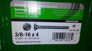 lot 253 image: Hillman Galvanized Carriage Bolts (6 boxes).