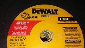 lot 265 image: DeWaltmetal Saw Blade 7