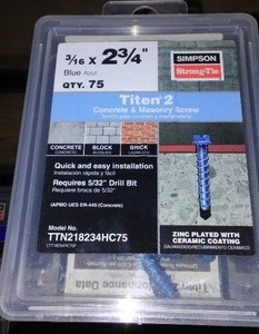 lot 274 image: Simpson Titen 2 Concrete and Masonry Screws (5 boxes)