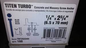 lot 404 image: Titen Turbo Concrete and Masonry Screw Anchors (3).
