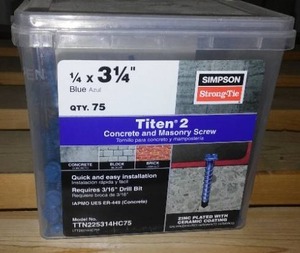 lot 406 image: Simpson Titen 2 Concrete and Masonry Screws. 3.25