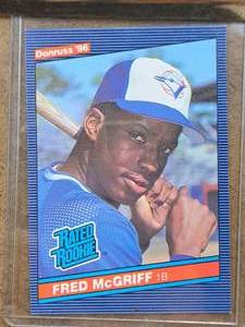1986 Frederick Stanley McGriff Blue Jays 1B Leaf-Donruss Baseball Collectors Card (in a sleeve)