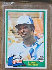 1981 Lloyd Moseby Blue Jays Outfield Topps Baseball Collectors Card (in a sleeve)