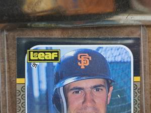 1987 Will Clark Giants 1B Leaf Baseball Collectors Card (in a sleeve)