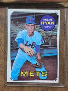 1969 Nolan Ryan Mets Pitcher Topps Baseball Collectors Card (in a sleeve)