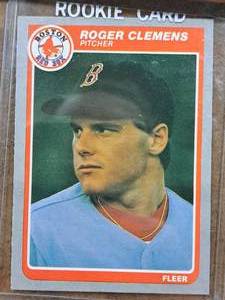 1985 Roger Clemens Red Sox Pitcher Fleer Baseball Collectors Card (in a sleeve)