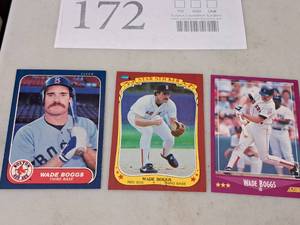 Lot of (3) Wade Boggs Red Sox 3B Baseball Collectors Cards
