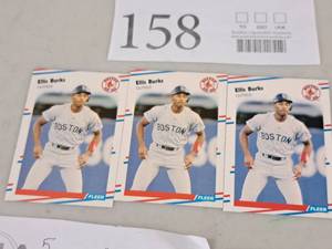 Lot of (3) 1988 Ellis Burks Red Sox Outfield Fleer Baseball Collectors Cards