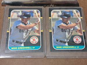 Lot of (2) 1987 Mike Greenwell Red Sox OF Donruss Baseball Collectors Cards (in a sleeve)