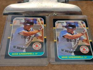 Lot of (2) 1987 Mike Greenwell Red Sox OF Donruss Baseball Collectors Cards (in a sleeve)