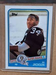 1988 Bo Jackson #34 Raiders RB Topps Football Collectors Card (in a sleeve)