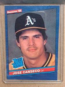 1986 Jose Canseco As Outfield Leaf-Donruss Baseball Collectors Card (in a sleeve)