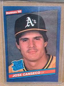 1986 Jose Canseco As Outfield Leaf-Donruss Baseball Collectors Card (in a sleeve)