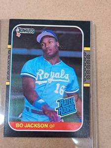 1987 Bo Jackson #16 Royals Outfield Donruss Baseball Rated Rookie Collectors Card (in a sleeve)