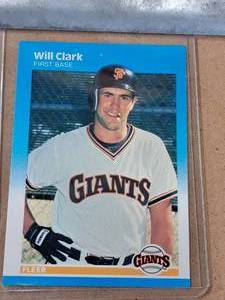 1987 Will Clark Giants 1B Fleer Baseball Collectors Card (in a sleeve)
