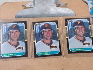 Lot of (3) 1987 Will Clark Giants 1B Topps Baseball Collectors Card (each in a sleeve)