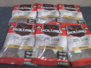6- 2.6 oz pks Jack Links Zero Sugar...