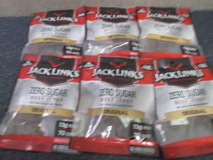 6- 2.6 oz pks Jack Links Zero Sugar...