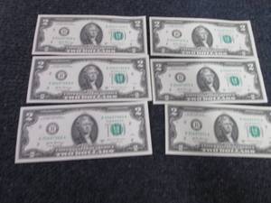 6 - $2 Bills 2 Sets of 3 Sequential...