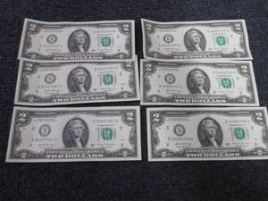 6 - $2 Bills Nonsequential Uncircul...