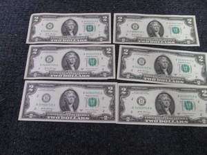 6 - $2 Bills Sequential Uncirculate...