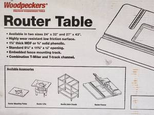 lot 39 image: Woodpeckers Precision Woodworking Router Table