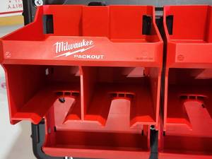 lot 36 image: Wall Mounted Milwaukee Cordless Power Tool Storage Rack