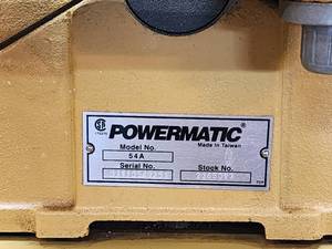 lot 3 image: LK Woodworking 1 hp Powermatic Wood Planer with a 6 HSS Knife Cutterhead Model 54A on a Rolling Base WW