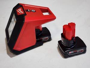 lot 86 image: Milwaukee M12 Cordless Rover Flood Light with (2) Batteries, No Charging Station