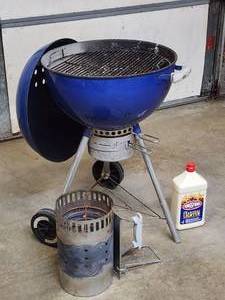 lot 126 image: Blue Portable Weber Charcoal Grill