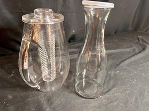 lot 108 image: 2 Glass Water Carafes (1 with Infuser)