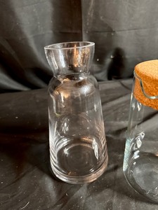 lot 91 image: 2 Glass Water Carafes (1 With Cork Stopper)