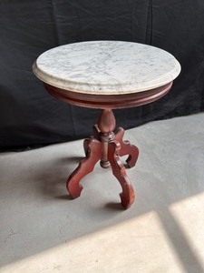 lot 203 image: Marble Topped Wood Plant Stand