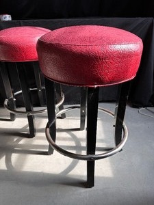 lot 213 image: Set of Two Red and Black Barstools