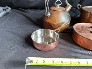 lot 222 image: Copper Tea Kettle and Pots