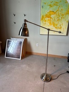 lot 299 image: IKEA Metal Floor Lamp with Adjustable Swing Arm
